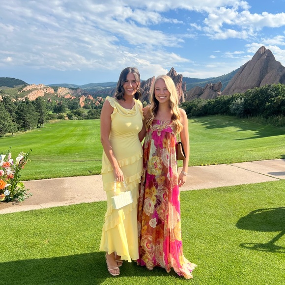 Selfie Leslie Sangria Cowl Neck Frill Maxi Dress Lemon - Picture 2 of 2